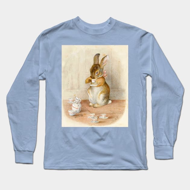 Rabbit Tea Party - Beatrix Potter Long Sleeve T-Shirt by forgottenbeauty